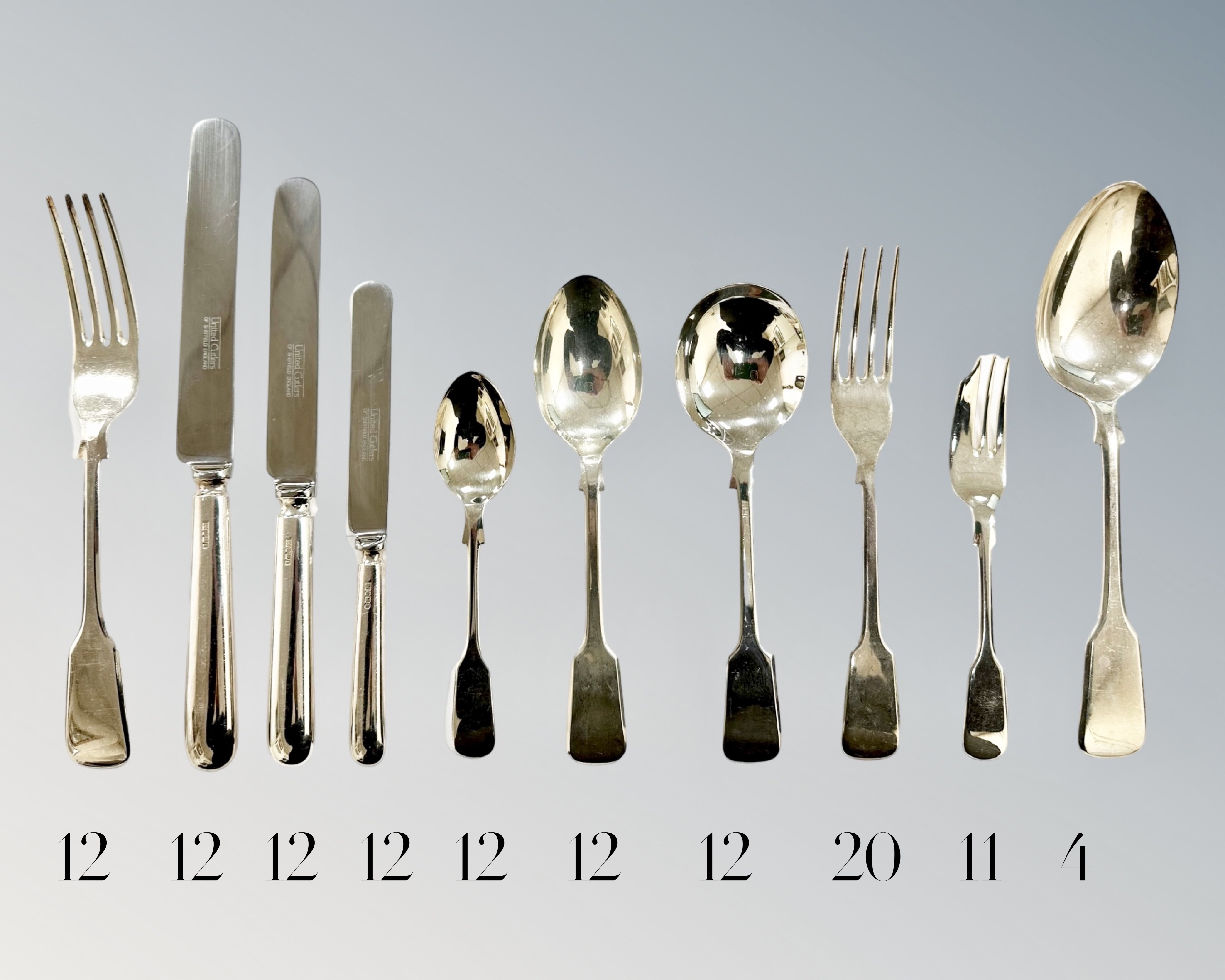 A Elizabeth II silver part-table service of cutlery, United Cutlers Ltd, Sheffield 1998,