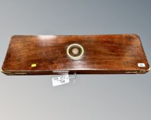 An early Twentieth Century mahogany and brass-mounted shotgun case, with key, 83 cm x 25 cm x 8 cm.