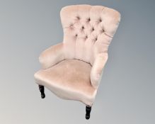 A Victorian style lady's chair in pink dralon