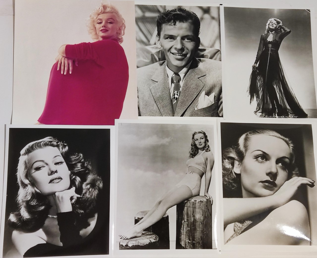 Photos of Marilyn Monroe, Frank Sinatra, Rita Hayworth,