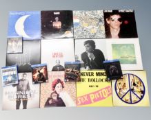 A box of a small quantity of vinyl LP's to include Sex Pistols, Stone Roses (reissues), Pulp,