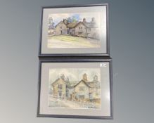 Dora Charnley : Study of a Stone-Built House on a Hill, watercolour, signed, 25 cm x 34 cm,