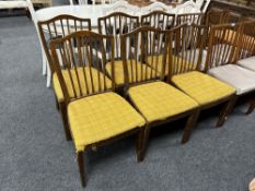 A set of six 20th century beech railback dining chairs.