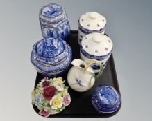 A tray containing assorted ceramics including Franz Dragonfly jug,