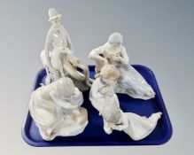 A tray of three Nao and two further Spanish figures (AF).