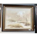 Philip Sandee : View across dunes, oil on canvas, 49cm by 39cm.