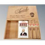 A Suerdieck cigar box together with three Suerdieck cigars in boxes and a pack of King Edward