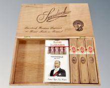 A Suerdieck cigar box together with three Suerdieck cigars in boxes and a pack of King Edward
