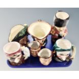 A tray of seven assorted character jugs to include Royal Doulton Dick Turpin and The Cavalier