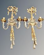 A pair of decorative gilt wall mounted sconces (Af)