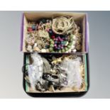 A tray of a quantity of costume necklaces and bracelets