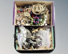 A tray of a quantity of costume necklaces and bracelets