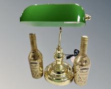 A reproduction brass banker's lamp (height 38cm),