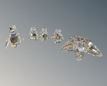 Three boxed Swarovski Crystal ornaments : star fish,