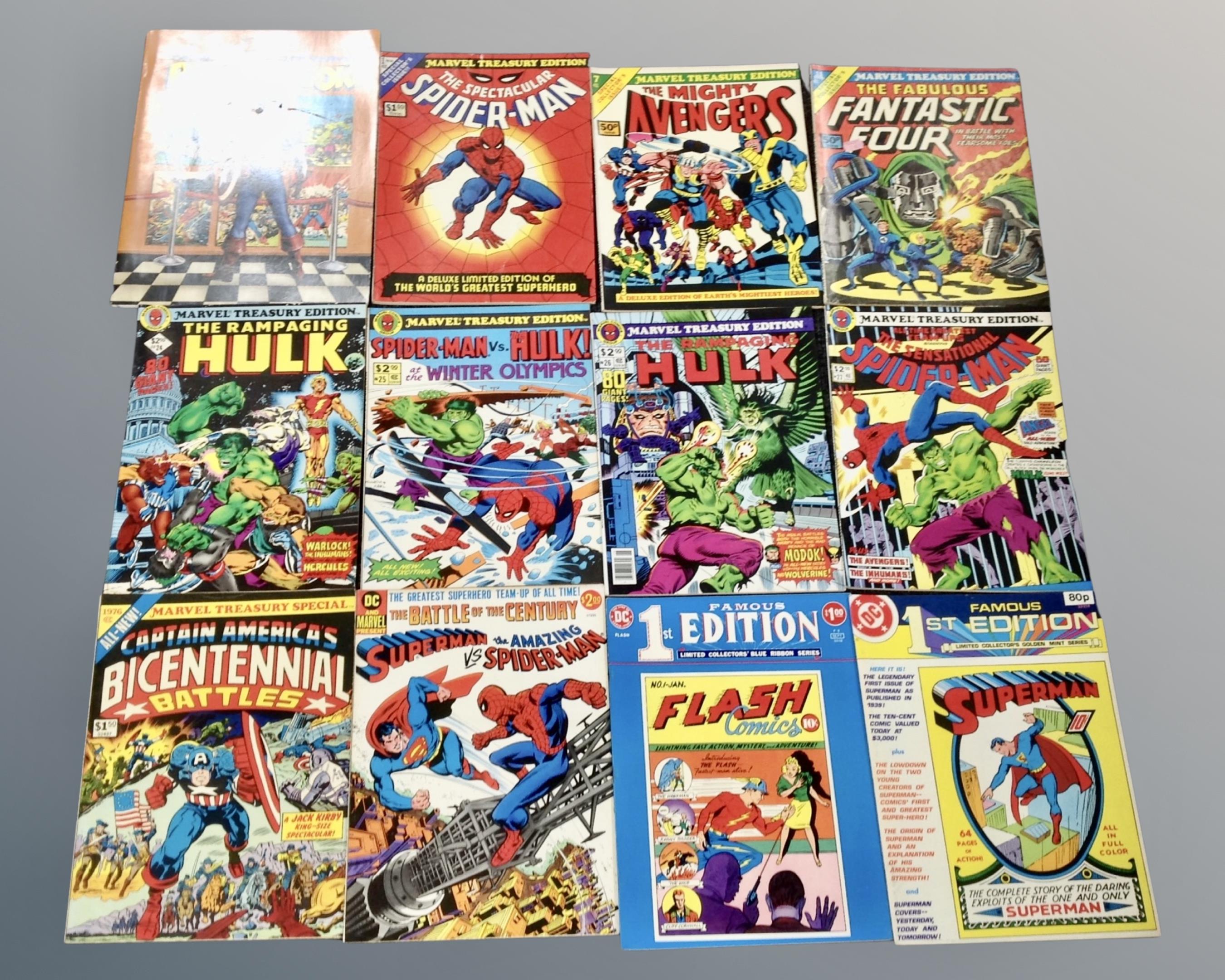 A box containing Marvel Treasury Collector's issues to include 1, 7, 11, 24, 25, 26,
