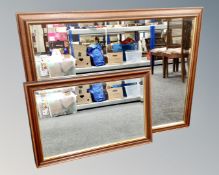 Two framed bevelled mirrors with gilded edging in antique finish