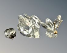 Three boxed Swarovski Crystal ornaments : lady bird,