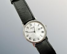 A Gentleman's stainless steel Rotary wristwatch on black leather strap