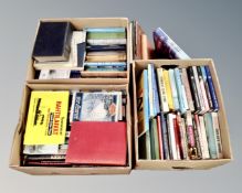 Three boxes containing maritime books.