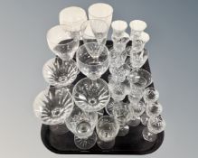 A tray containing assorted glass drinking vessels.