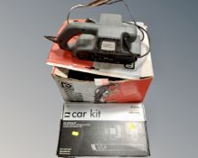 A boxed Dyson car cleaning kit together with a boxed Performance 750w 190mm compound mitre saw and
