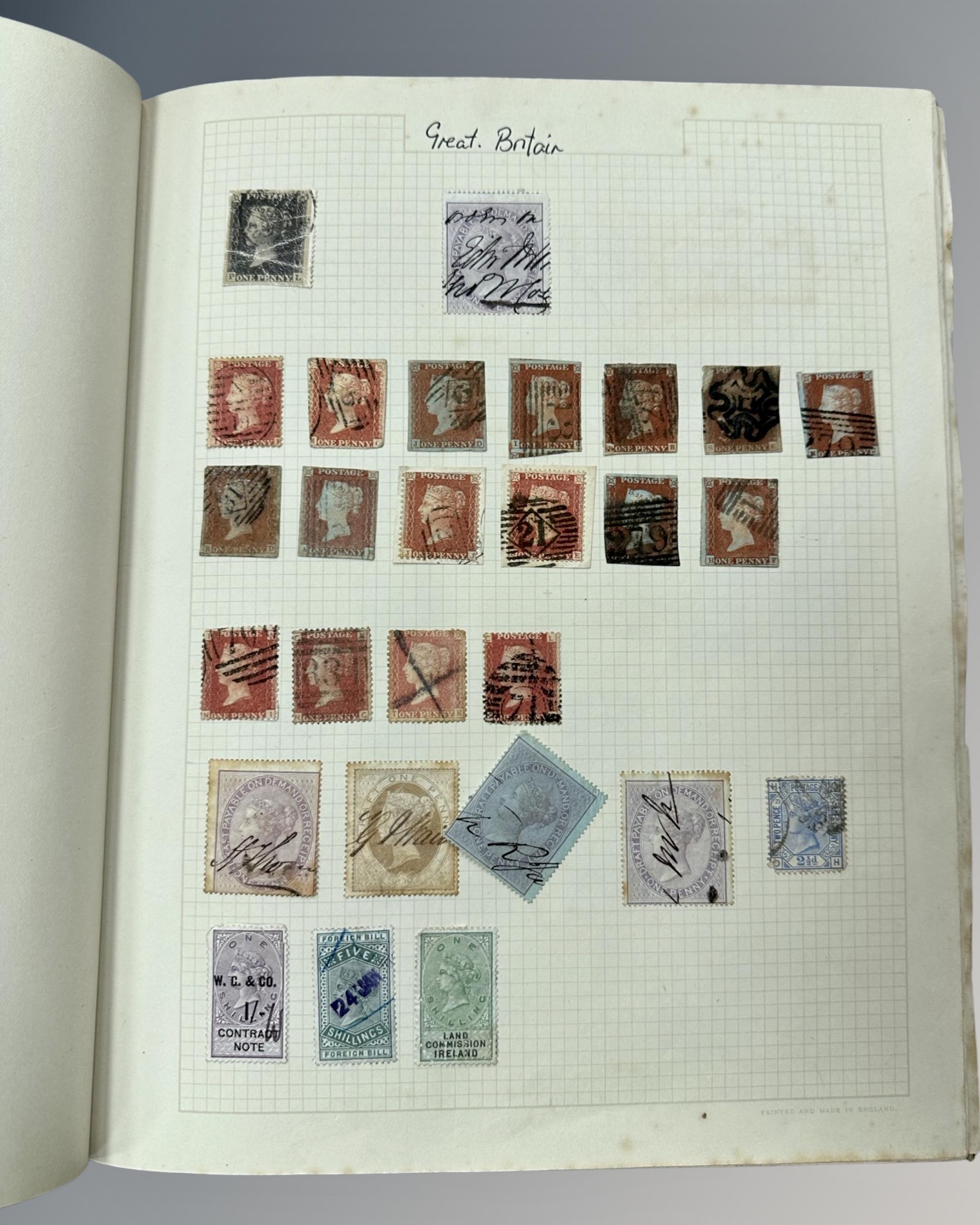 An album of Victorian and later stamps including one penny black and several sheets of penny reds, - Image 2 of 18