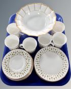 A tray of 18 pieces of Greenway hostess tableware together with a further gilt porcelain tazza.