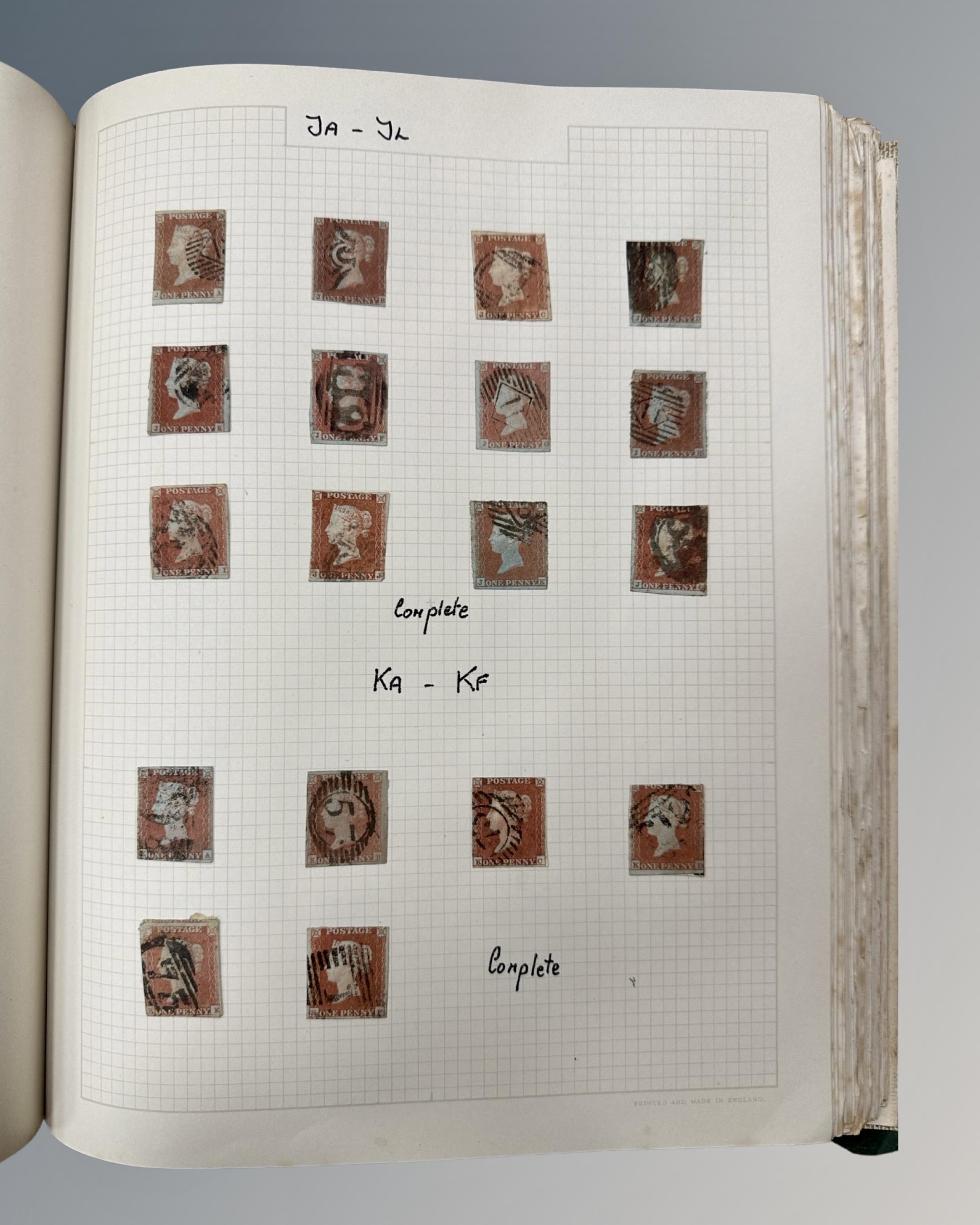 An album of Victorian and later stamps including one penny black and several sheets of penny reds, - Image 12 of 18