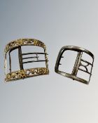 A Georgian silver shoe buckle and another gilt example.