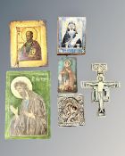 Six 20th century Russian icons.