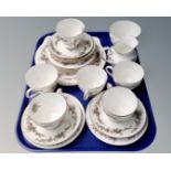 A tray of approximately 20 pieces of Minton Greenbriar tea china.