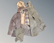 A gent's Barbour Bedale wax jacket together with a further Barbour Classic Northumbria wax jacket,