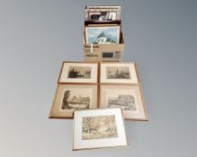 A box of 20th century pictures and prints, watercolour studies,