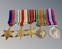 A group of five World War II miniature medals.