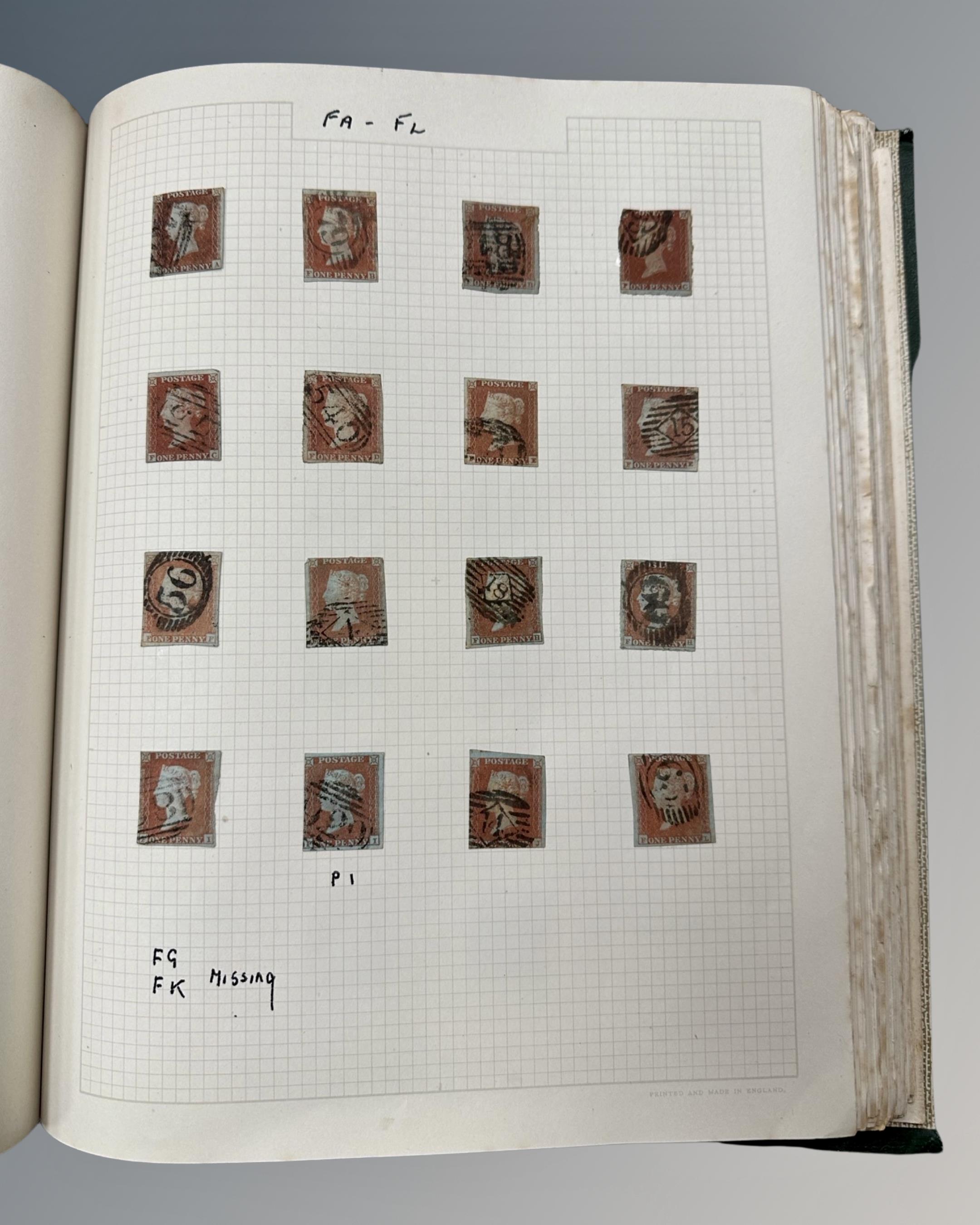 An album of Victorian and later stamps including one penny black and several sheets of penny reds, - Image 8 of 18