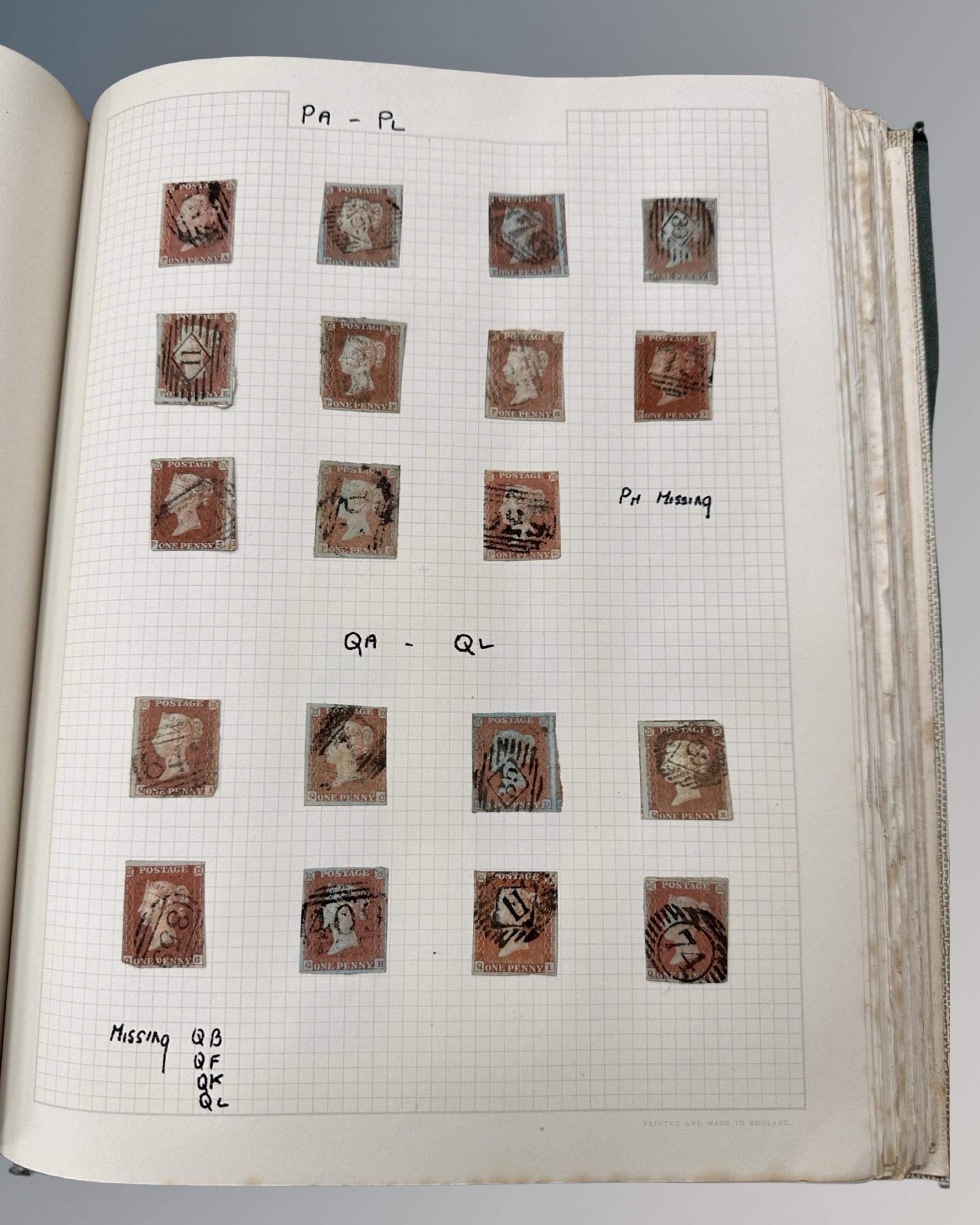 An album of Victorian and later stamps including one penny black and several sheets of penny reds, - Image 16 of 18