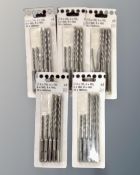 Five new packs of SDS drill bits, 5mm - 10mm.