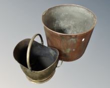 A 19th century twin handled copper cooking pot (diameter 44cm),