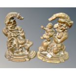 A pair of Victorian brass Punch and Judy door stops.