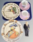 A tray containing two Royal Doulton plates, Robert Burns and The Admiral,