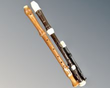 A Dolmetsch recorder together with two further wind instruments by Yamaha and Adler.