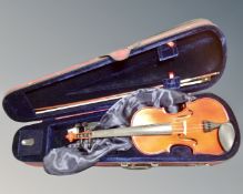 A Stentor Student II violin with bow in carry case.