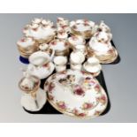 Approximately 93 pieces of Royal Albert Old Country Roses tea, dinner and cabinet china.
