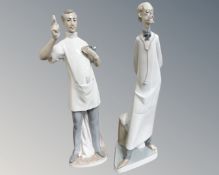 Two Lladro figures of doctors (one with damaged foot)