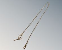 A 9ct two-tone gold pocket watch chain, 9.1g, length 33 cm.