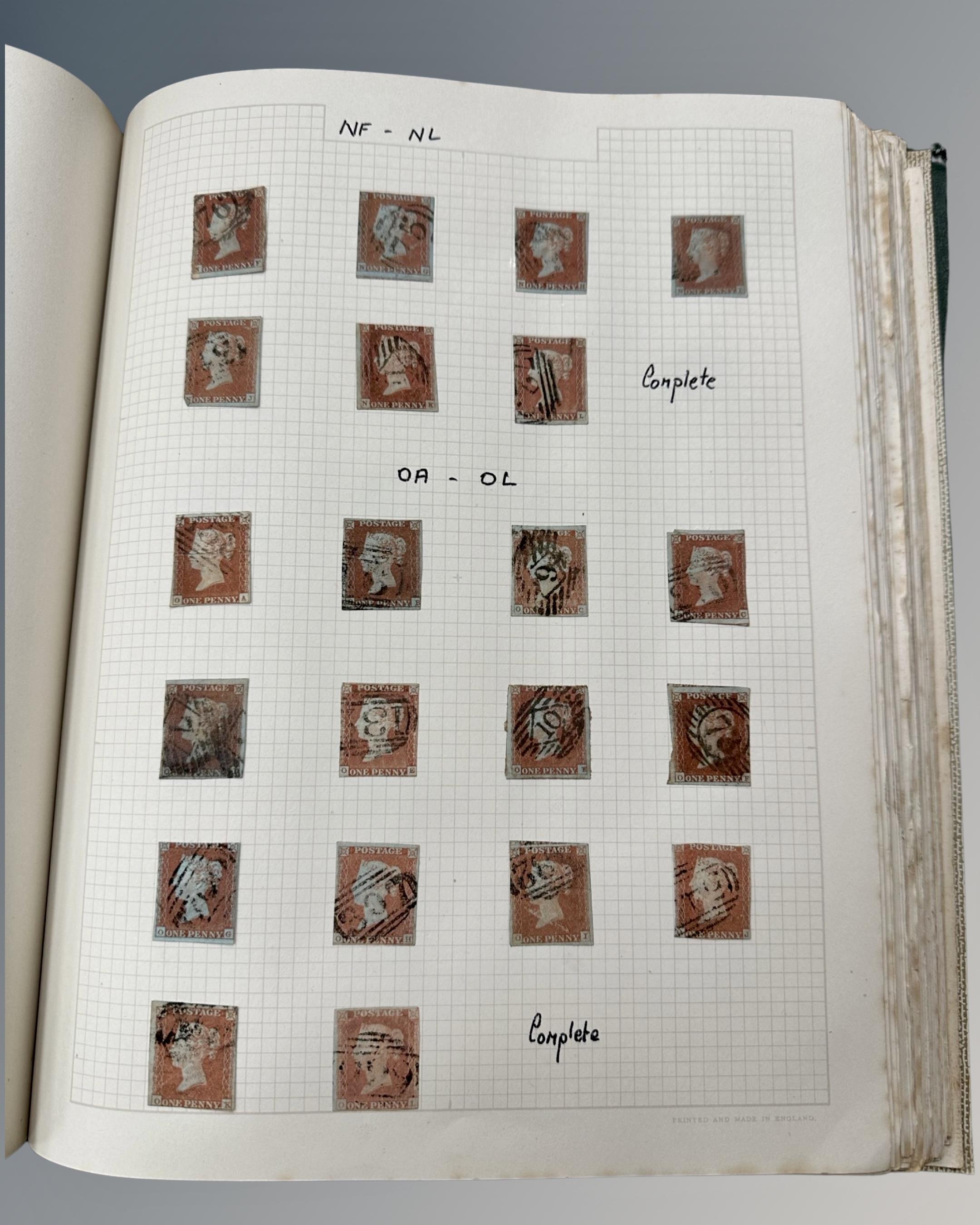 An album of Victorian and later stamps including one penny black and several sheets of penny reds, - Image 15 of 18