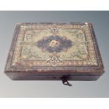 A Victorian table box containing a quantity of cast brass animal figures.