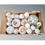 A box containing assorted ceramics including Nobilta part tea set, further teaware, ceramic egg,