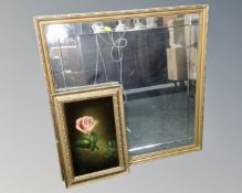 A gilt framed mirror together with a quantity of pictures and prints, unframed watercolours etc.