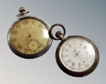 Two continental silver pocket watches (2)